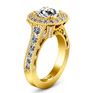 Halo Diamond Engagement Ring Angeline 14K Yellow Gold