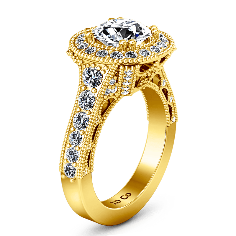 Halo Diamond Engagement Ring Angeline 14K Yellow Gold