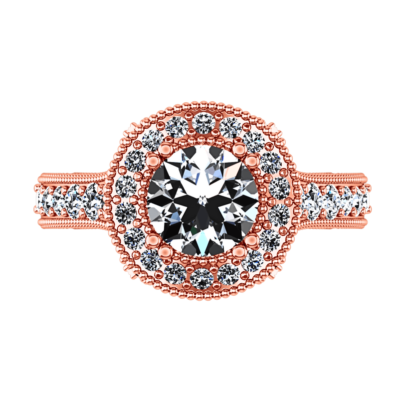 Halo Diamond Engagement Ring Angeline 14K Rose Gold