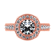 Halo Diamond Engagement Ring Angeline 14K Rose Gold
