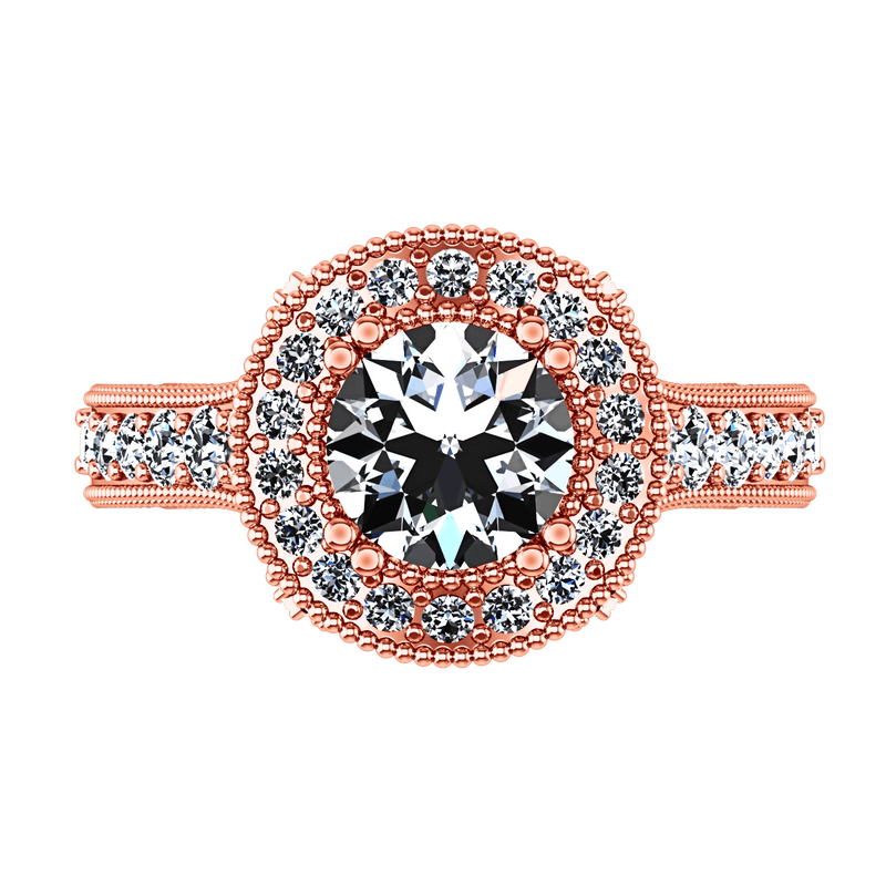 Halo Diamond Engagement Ring Angeline 14K Rose Gold