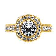 Halo Diamond Engagement Ring Angeline 14K Yellow Gold