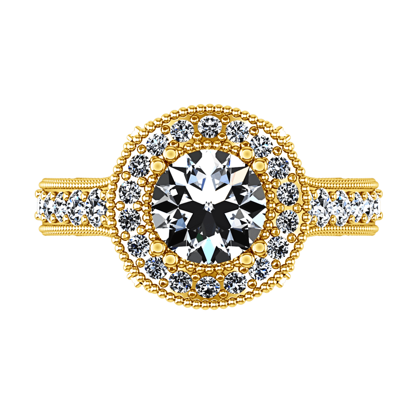 Halo Diamond Engagement Ring Angeline 14K Yellow Gold