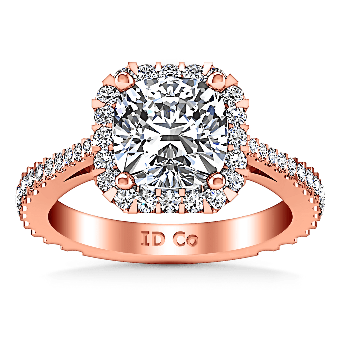 Halo Diamond Cushion Cut Engagement Ring Adalyn 14K Rose Gold