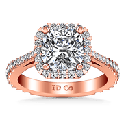 Halo Diamond Cushion Cut Engagement Ring Adalyn 14K Rose Gold