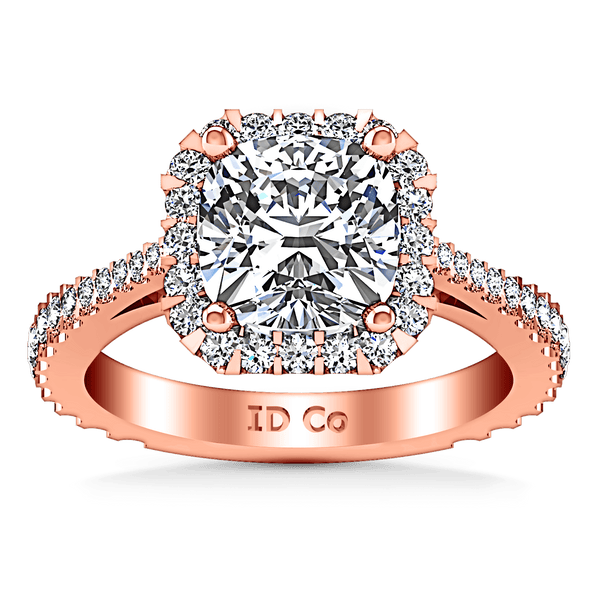 Halo Diamond Cushion Cut Engagement Ring Adalyn 14K Rose Gold