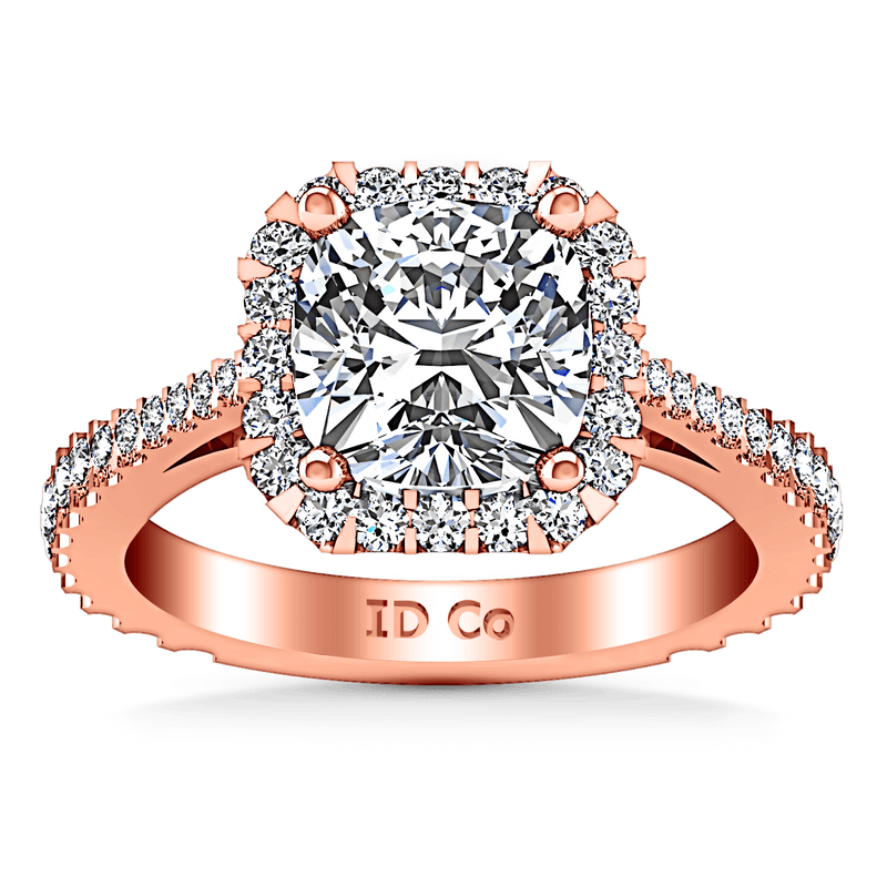 Halo Diamond Cushion Cut Engagement Ring Adalyn 14K Rose Gold