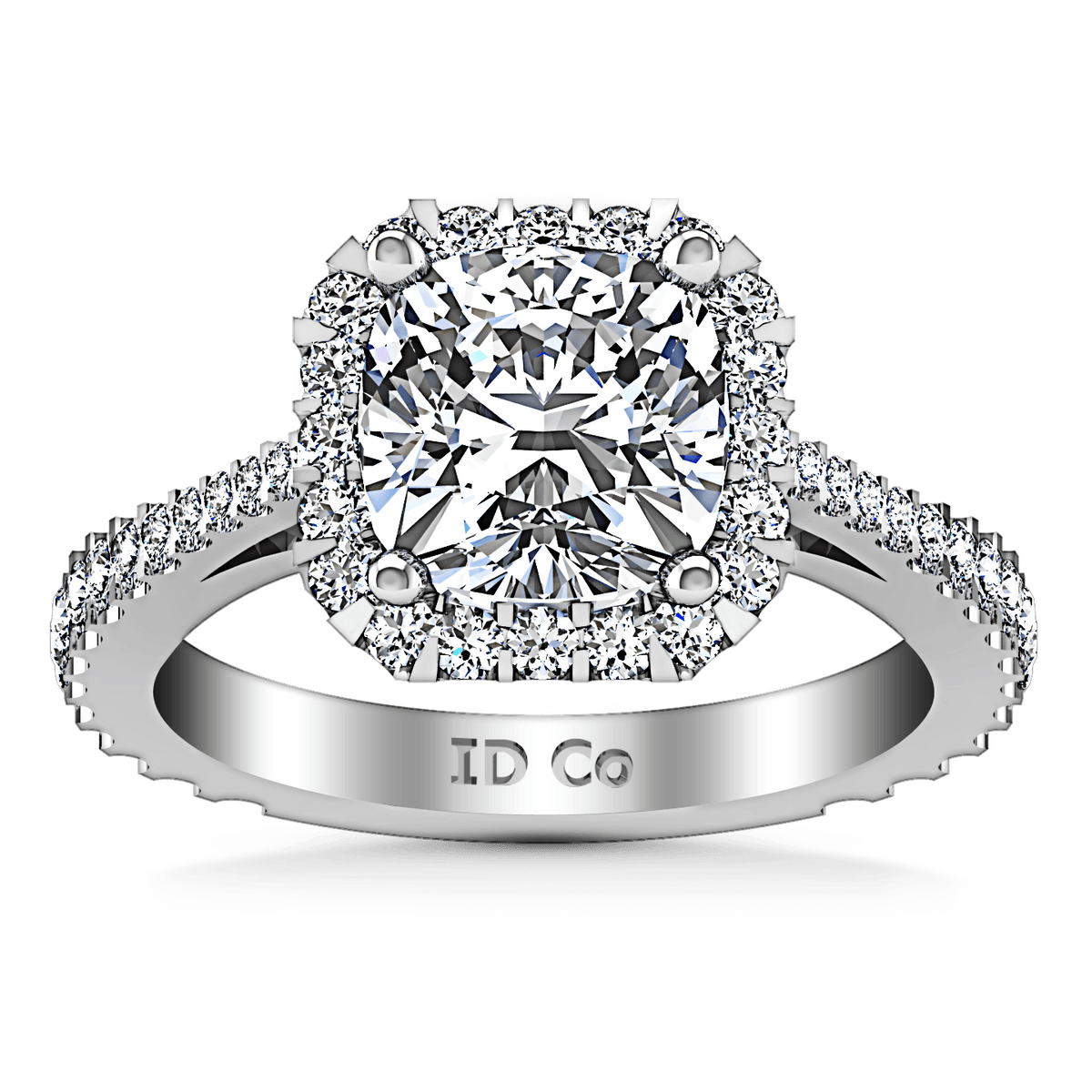 Halo Cushion Cut Diamond Engagement Ring Adalyn 14K White Gold