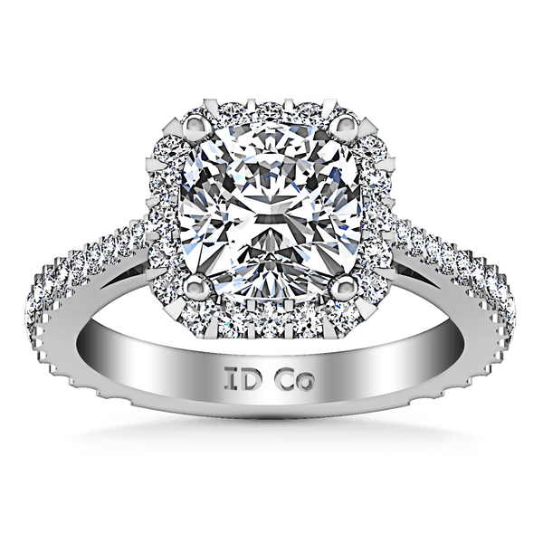 Halo Cushion Cut Diamond Engagement Ring Adalyn 14K White Gold