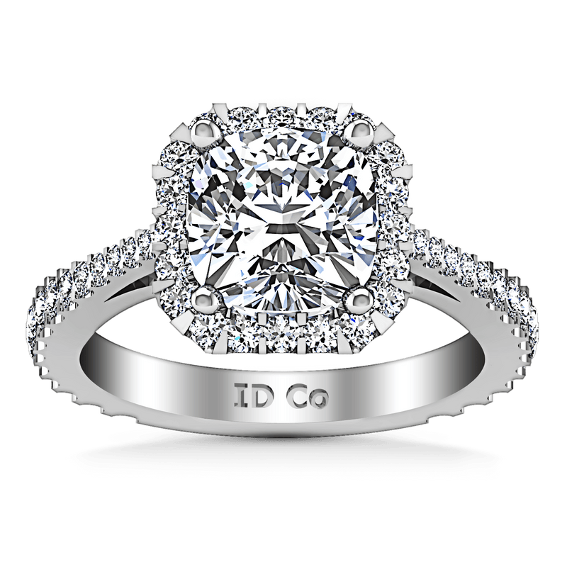 Halo Cushion Cut Diamond Engagement Ring Adalyn 14K White Gold