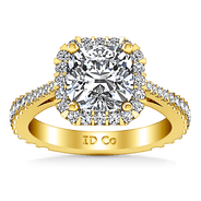 Halo Diamond Cushion Cut Engagement Ring Adalyn 14K Yellow Gold