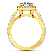 Halo Diamond Cushion Cut Engagement Ring Adalyn 14K Yellow Gold
