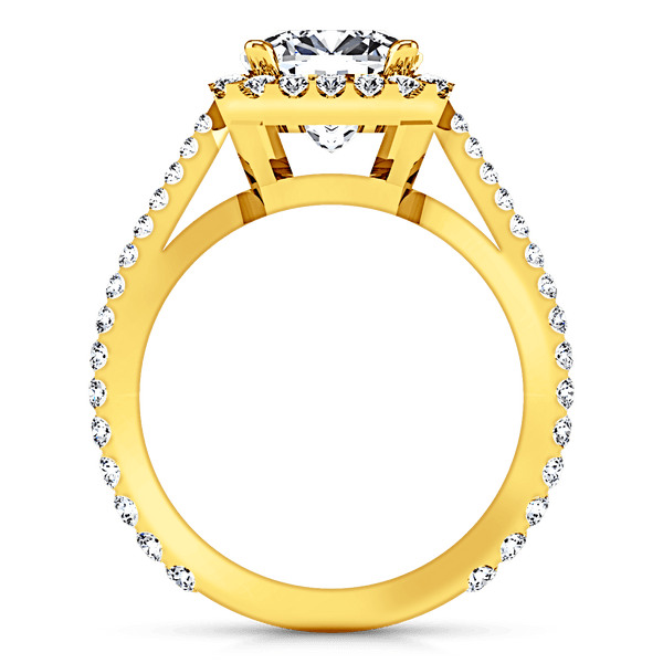 Halo Diamond Cushion Cut Engagement Ring Adalyn 14K Yellow Gold