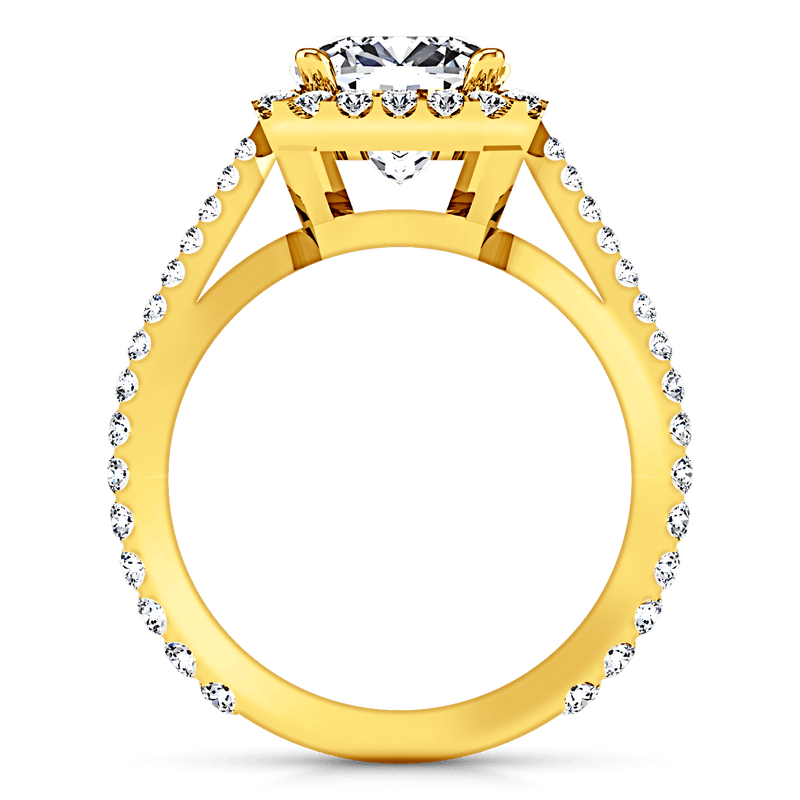 Halo Diamond Cushion Cut Engagement Ring Adalyn 14K Yellow Gold