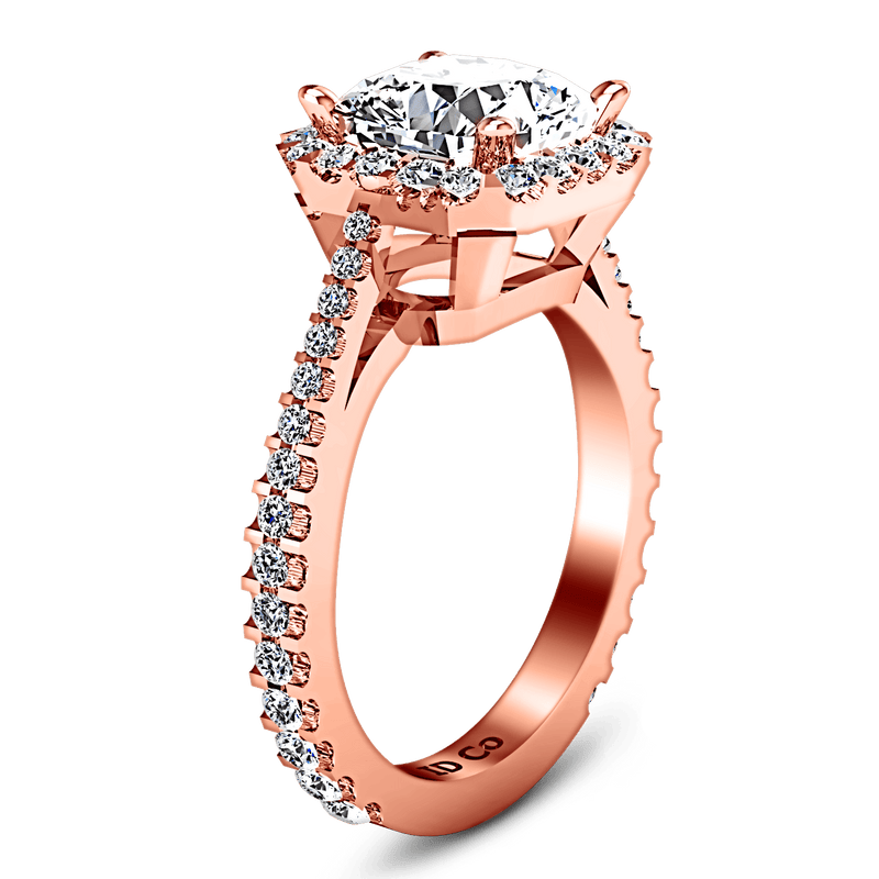 Halo Diamond Cushion Cut Engagement Ring Adalyn 14K Rose Gold