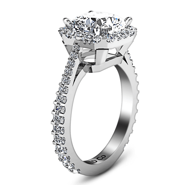 Halo Cushion Cut Diamond Engagement Ring Adalyn 14K White Gold