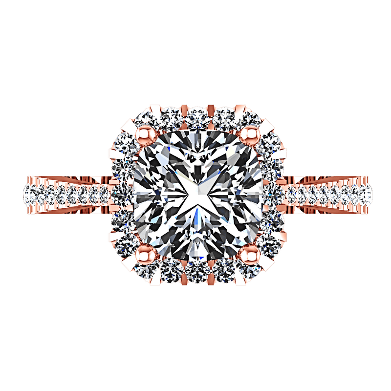 Halo Diamond Cushion Cut Engagement Ring Adalyn 14K Rose Gold