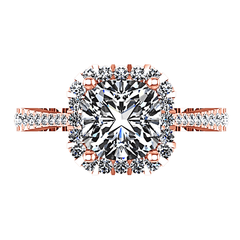 Halo Diamond Cushion Cut Engagement Ring Adalyn 14K Rose Gold