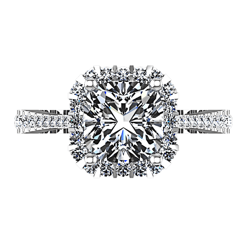 Halo Cushion Cut Diamond Engagement Ring Adalyn 14K White Gold