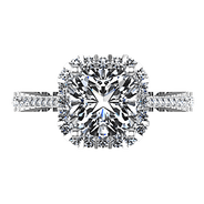 Halo Cushion Cut Diamond Engagement Ring Adalyn 14K White Gold
