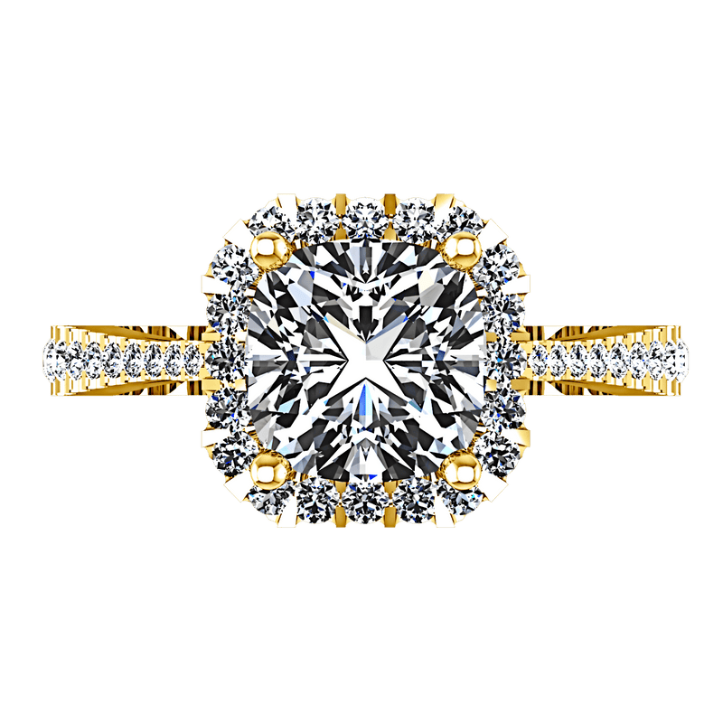 Halo Diamond Cushion Cut Engagement Ring Adalyn 14K Yellow Gold