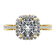 Halo Diamond Cushion Cut Engagement Ring Adalyn 14K Yellow Gold