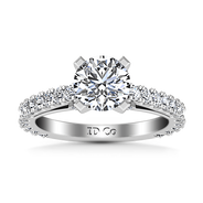 Round Diamond Pave Engagement Ring Eden 14K White Gold