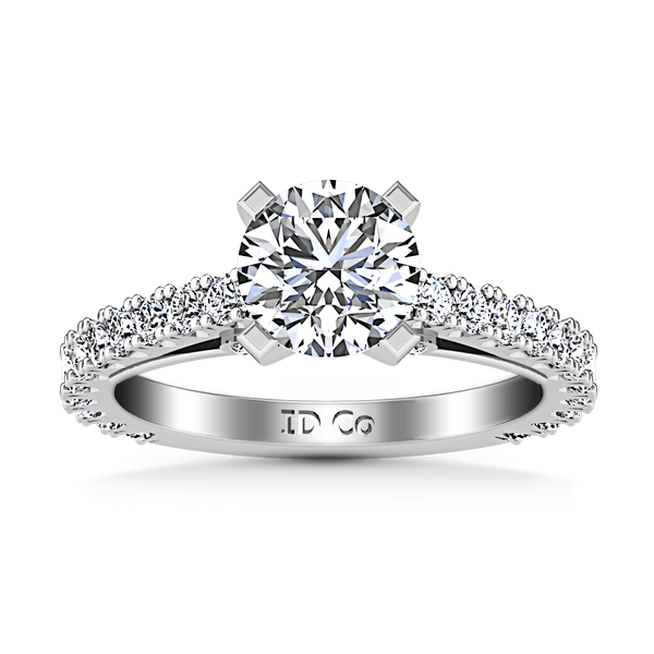 Round Diamond Pave Engagement Ring Eden 14K White Gold