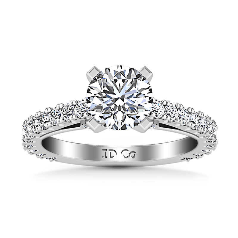 Round Diamond Pave Engagement Ring Eden 14K White Gold
