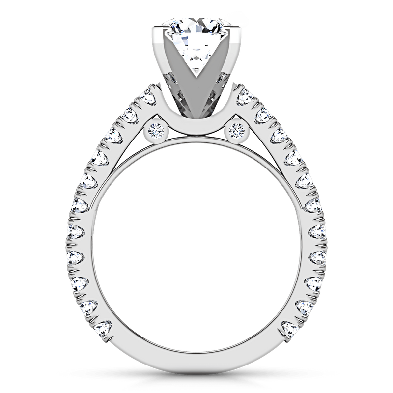 Round Diamond Pave Engagement Ring Eden 14K White Gold
