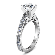 Round Diamond Pave Engagement Ring Eden 14K White Gold