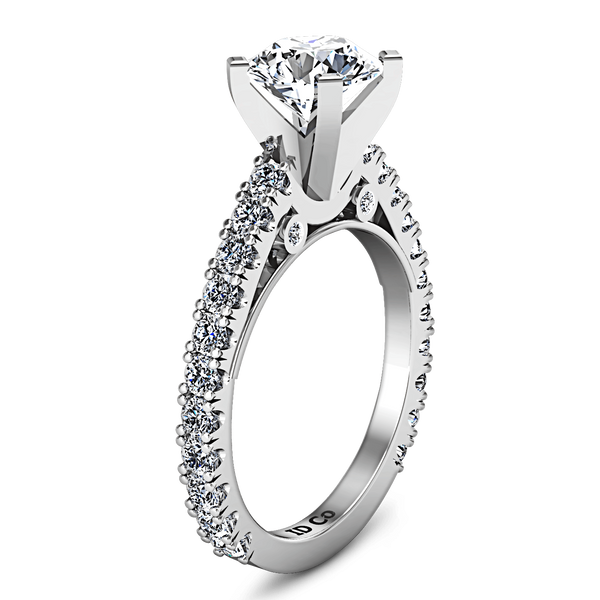 Round Diamond Pave Engagement Ring Eden 14K White Gold