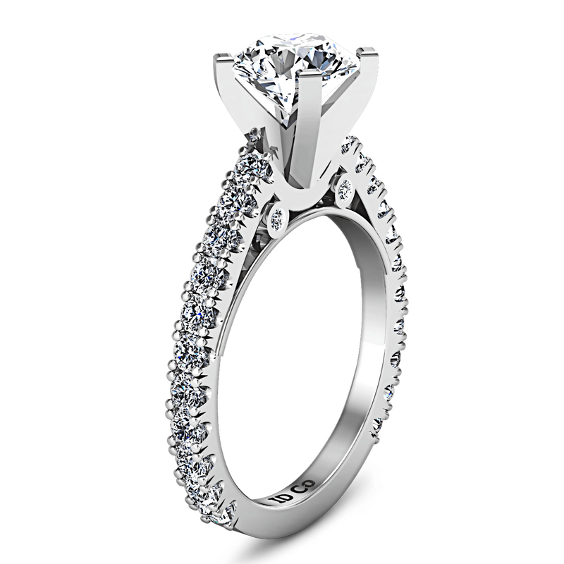 Round Diamond Pave Engagement Ring Eden 14K White Gold
