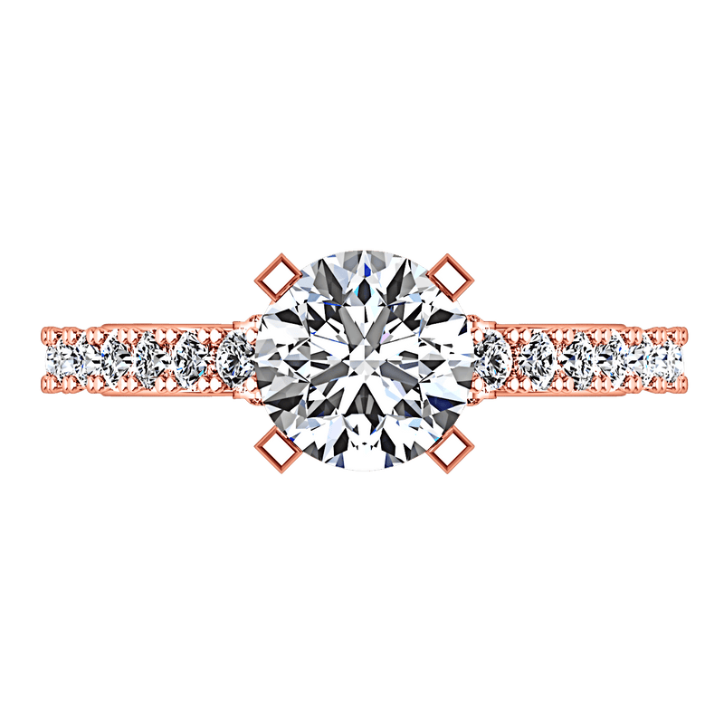 Pave Diamond Engagement Ring Eden 14K Rose Gold