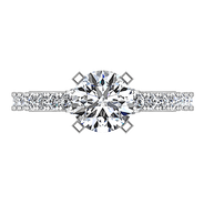 Round Diamond Pave Engagement Ring Eden 14K White Gold