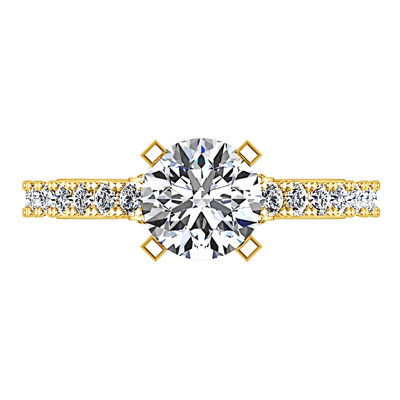 Pave Diamond EngagementRing Eden 14K Yellow Gold