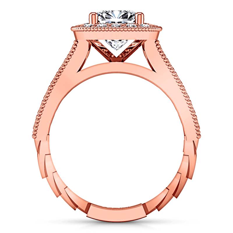 Halo Diamond Cushion Cut Engagement Ring Geneve 14K Rose Gold