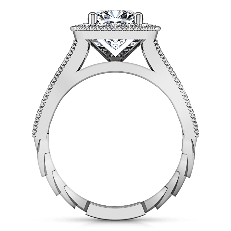 Halo Cushion Cut Diamond Engagement Ring Geneve 14K White Gold