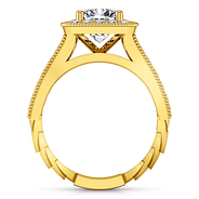 Halo Diamond Cushion Cut Engagement Ring Geneve 14K Yellow Gold
