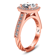 Halo Diamond Cushion Cut Engagement Ring Geneve 14K Rose Gold