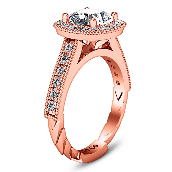 Halo Diamond Cushion Cut Engagement Ring Geneve 14K Rose Gold