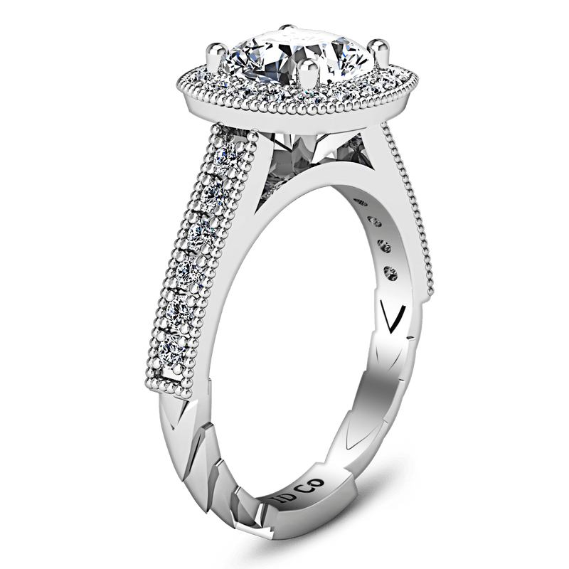 Halo Cushion Cut Diamond Engagement Ring Geneve 14K White Gold