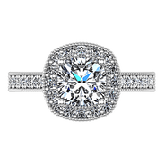 Halo Cushion Cut Diamond Engagement Ring Geneve 14K White Gold