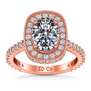 Halo Diamond Oval Engagement Ring Camille 14K Rose Gold