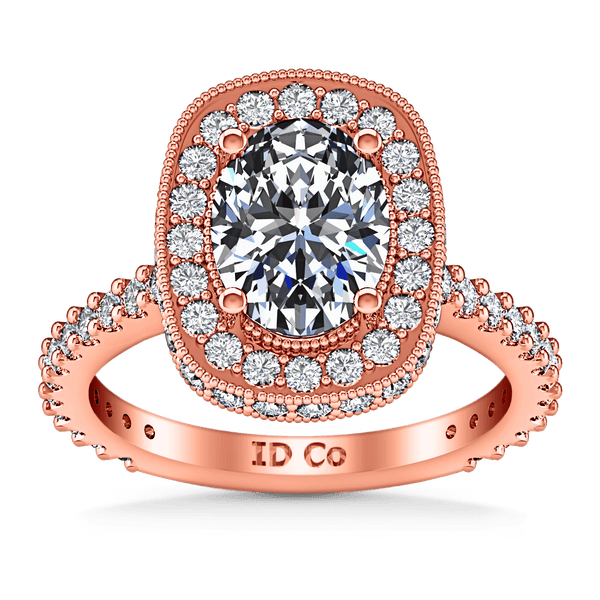 Halo Diamond Oval Engagement Ring Camille 14K Rose Gold