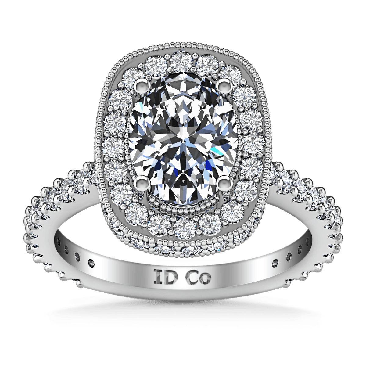 Halo Oval Diamond Engagement Ring Camille 14K White Gold
