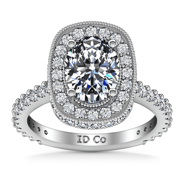 Halo Oval Diamond Engagement Ring Camille 14K White Gold