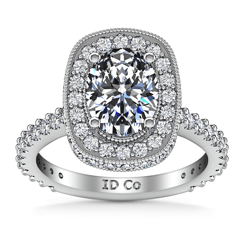 Halo Oval Diamond Engagement Ring Camille 14K White Gold