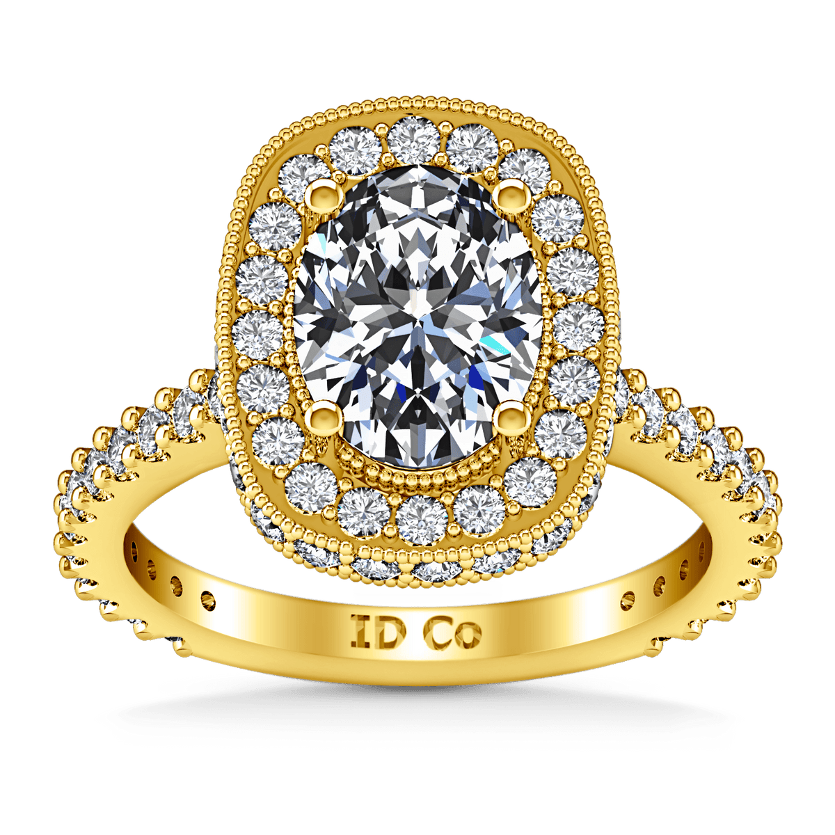 Halo Diamond Oval Engagement Ring Camille 14K Yellow Gold