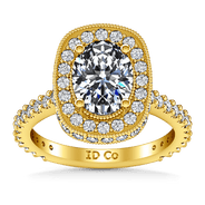 Halo Diamond Oval Engagement Ring Camille 14K Yellow Gold